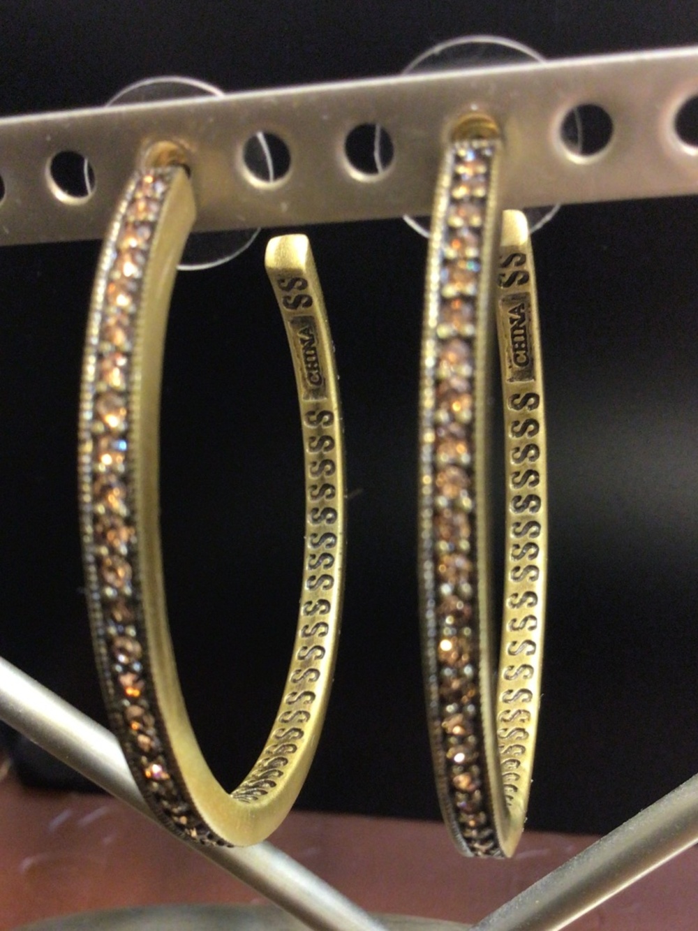 Large Heidi Daus Crystal Hoop Earrings Signed